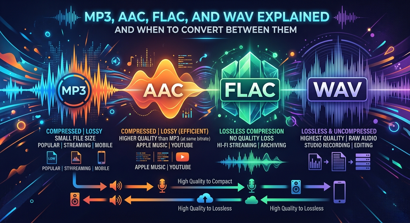 MP3, AAC, FLAC, and WAV Explained and When to Convert Between Them
